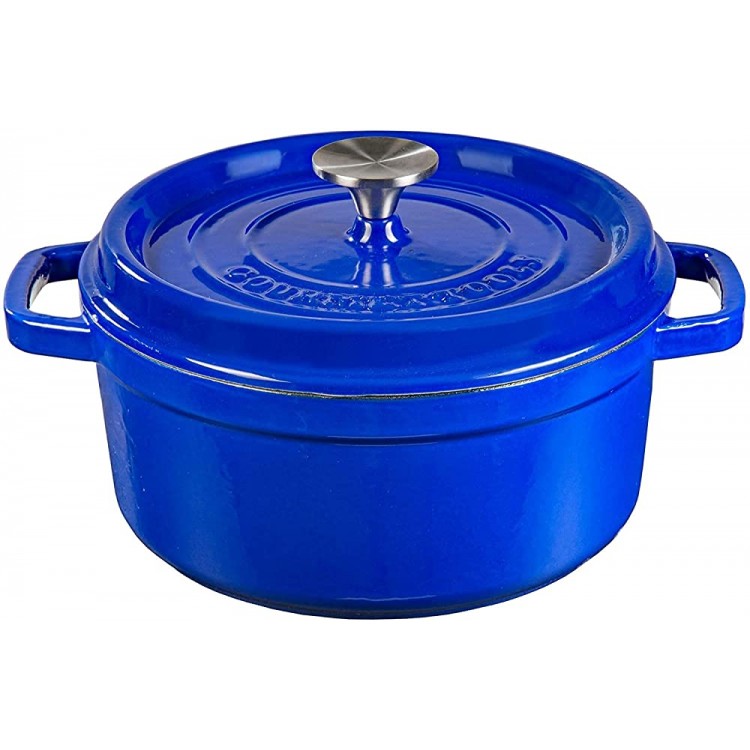 Cocotte en fonte ronde avec revêtement céramique vitrifié Cocotte avec couvercle Gourmet Tools bleu 24 cm - B099S6ZRDTJ