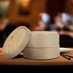 Relaxdays cuiseur vapeur bambou panier asiatique avec 2 étages pour Dim Sum riz bamboo steamer 18 x 25 cm nature - B084X652SQ3